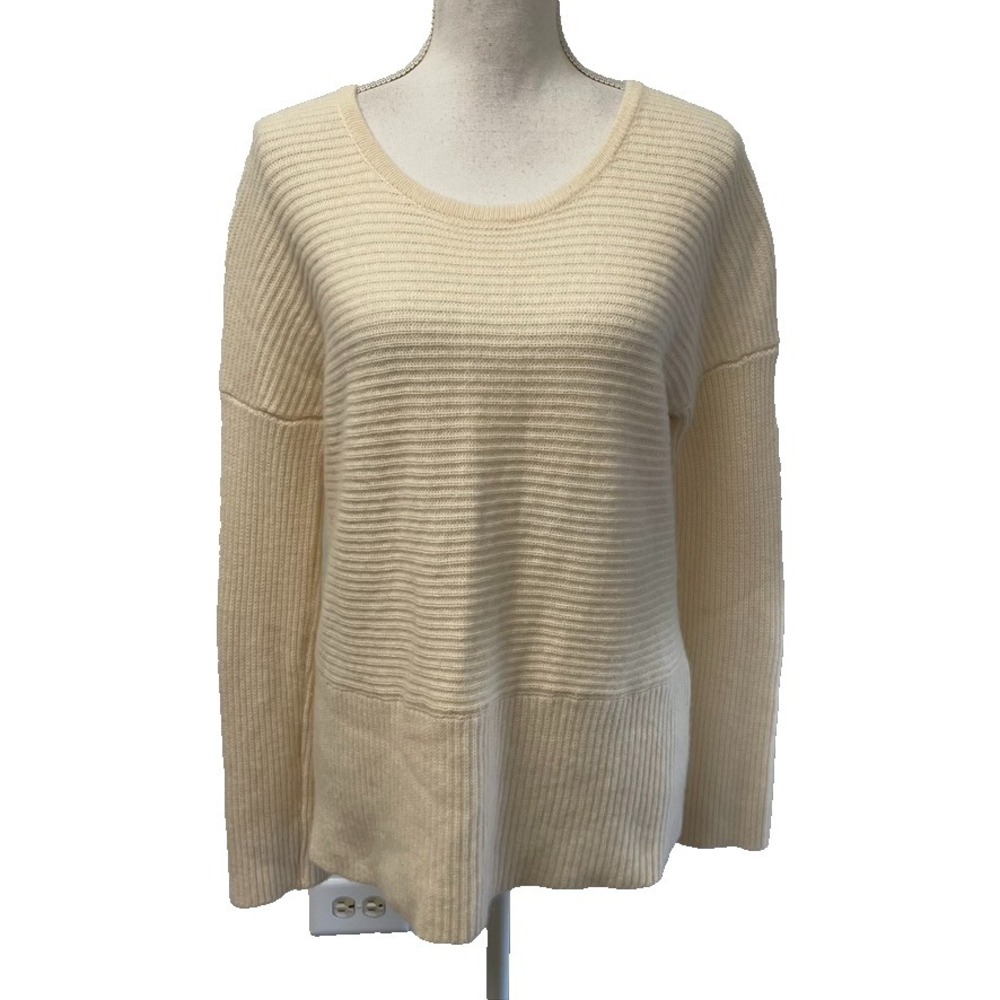 Dear Cashmere Sweater Jumper‎ Womens Medium Ivory Pullover Ribbed Normcore